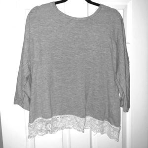 Gray top w/ lace detail